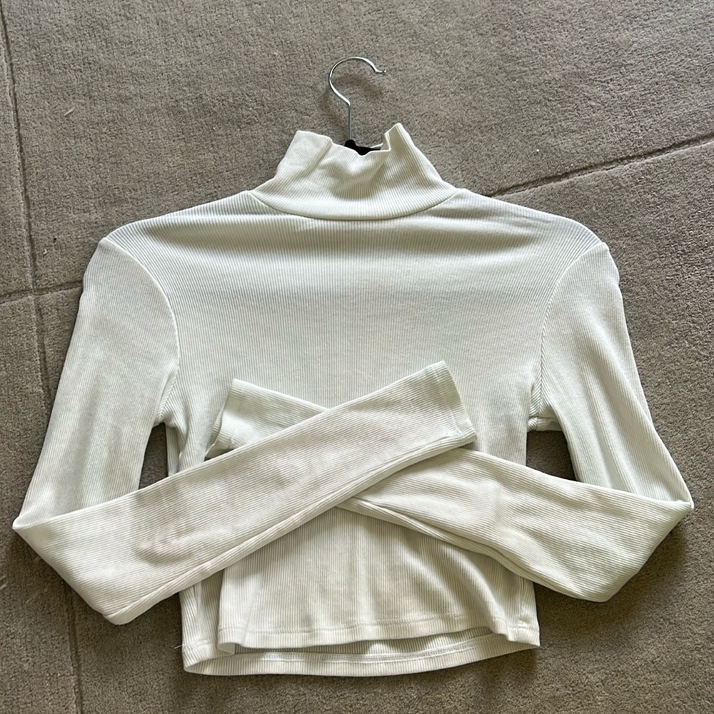 Reformation Davy cropped ribbed long sleeve.